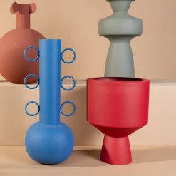 Wazon Dekoracyjny Stalowy Niebieski Ø21x53 Cm