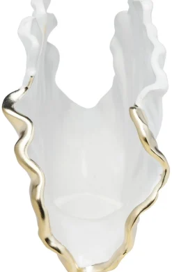 Wazon Dekoracyjny W Kształcie Liścia Miłorzębu Biały 26 X 18 Cm
