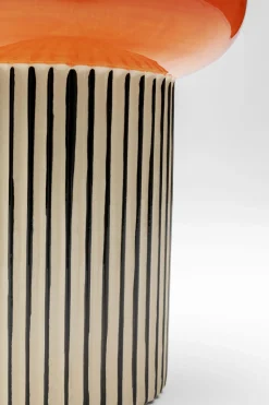 Wazon Do Salonu W Paski Pomarańczowy Detal Ø16x28 Cm Porcelana