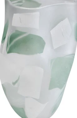 Wazon Szklany Do Salonu Zielone Wzory 19x29 Cm