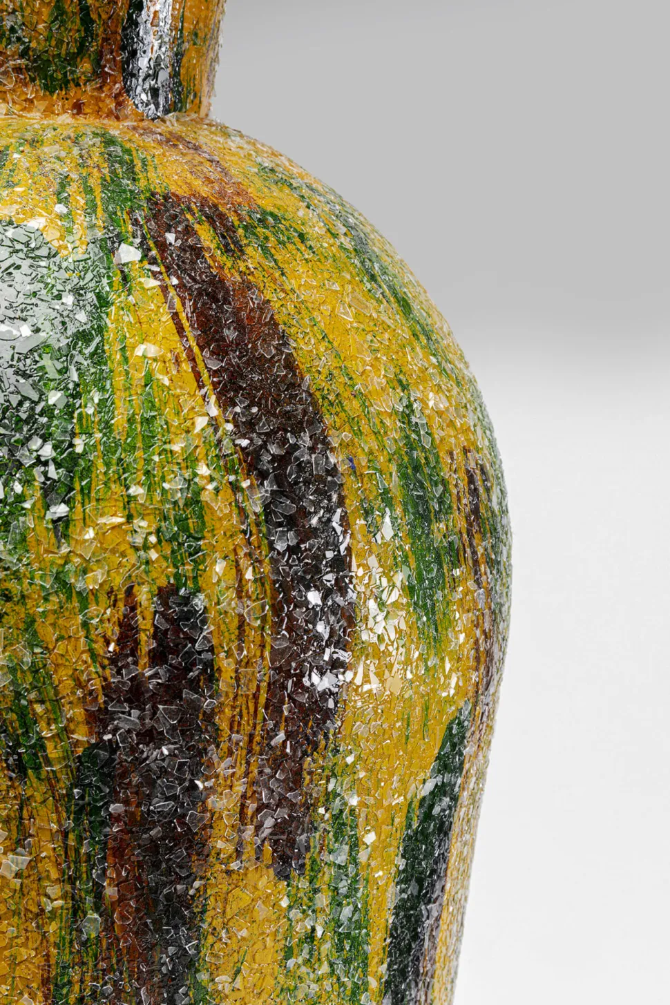Wazon żółty Z Kolorowymi Wzorami Stal I Mozaika Szklana Ø26x77 Cm