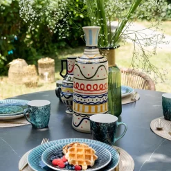 Wazon Z Ceramiki Boho Kolorowe Wzory Ø16x40 Cm