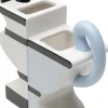 Wazon Z Uchwytami Ceramiczny Biało-niebieski 19x22 Cm Paski Czarne