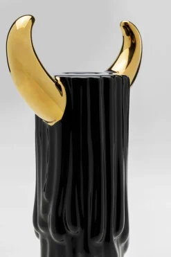 Świecznik Ceramiczny Czarno-złoty Na 1 świecę 30 Cm