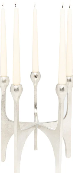 Świecznik Na 5 świec Aluminium Srebrne 26x31 Cm