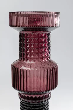 Świecznik Szklany Szaro-różowy Ø12x49 Cm