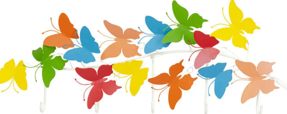Wieszak ścienny Colorful Butterflies 79x31 Cm Kolorowy