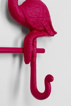 Wieszak ścienny Stalowy Z 5 Haczykami Różowy Flamingi 68 Cm
