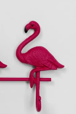 Wieszak ścienny Stalowy Z 5 Haczykami Różowy Flamingi 68 Cm