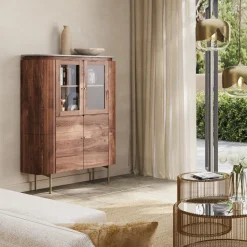 Witryna Grace 100x145 Cm Drewno Mango - Blat Marmur