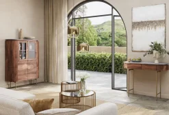 Witryna Grace 100x145 Cm Drewno Mango - Blat Marmur
