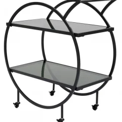 Wózek Barowy Loft 74x85 Cm Czarny Półki Szklane