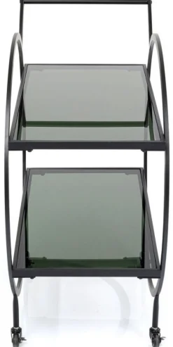 Wózek Barowy Loft 74x85 Cm Czarny Półki Szklane