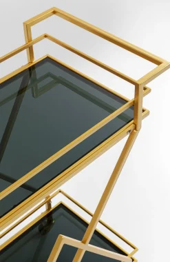 Wózek Barowy Pyramids 65x79 Cm Złoty - Półki Szklane Przydymione
