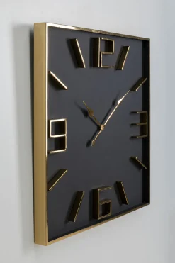 Zegar ścienny Kwadratowy Czarno-złoty 92x92 Cm