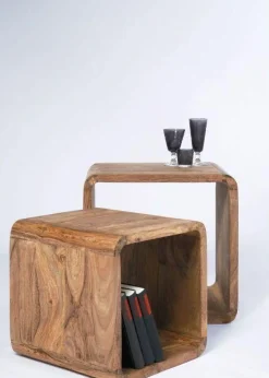 Zestaw Dwóch Stolików Kawowych Authentico Cube Drewniane