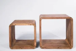 Zestaw Dwóch Stolików Kawowych Authentico Cube Drewniane