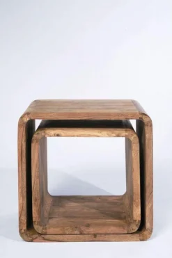 Zestaw Dwóch Stolików Kawowych Authentico Cube Drewniane