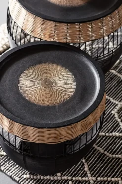 Zestaw Dwóch Stolików Kawowych African Drums Czarne
