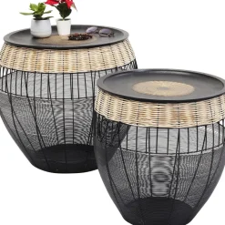 Zestaw Dwóch Stolików Kawowych African Drums Czarne