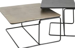 Zestaw Dwóch Stolików Kawowych Aluminium Złoty I Czarny
