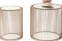 Zestaw Dwóch Stolików Wire Copper Miedziane - Blaty Lustrzane