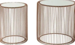 Zestaw Dwóch Stolików Wire Copper Miedziane - Blaty Lustrzane