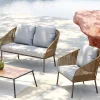 Zestaw Ogrodowy Szaro-naturalny 4-set Sofa, Stolik I 2 Fotele