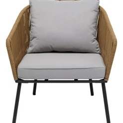 Zestaw Ogrodowy Szaro-naturalny 4-set Sofa, Stolik I 2 Fotele