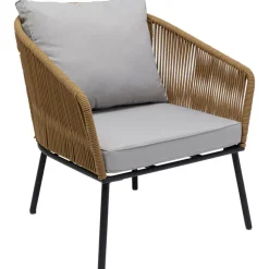 Zestaw Ogrodowy Szaro-naturalny 4-set Sofa, Stolik I 2 Fotele