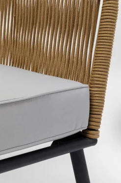 Zestaw Ogrodowy Szaro-naturalny 4-set Sofa, Stolik I 2 Fotele