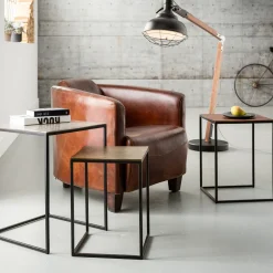 Zestaw Trzech Stolików Kawowych Loft Square Aluminum Kolorowe
