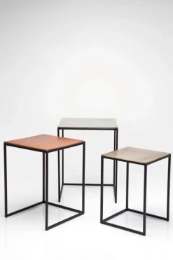 Zestaw Trzech Stolików Kawowych Loft Square Aluminum Kolorowe