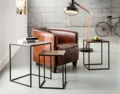 Zestaw Trzech Stolików Kawowych Loft Square Aluminum Kolorowe